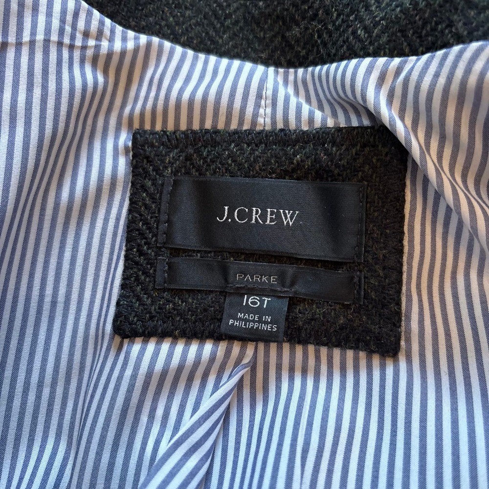 J.Crew Parke Blazer Moon Wool Herringbone Charcoal Grey Womens 16T Tall - Picture 3 of 8